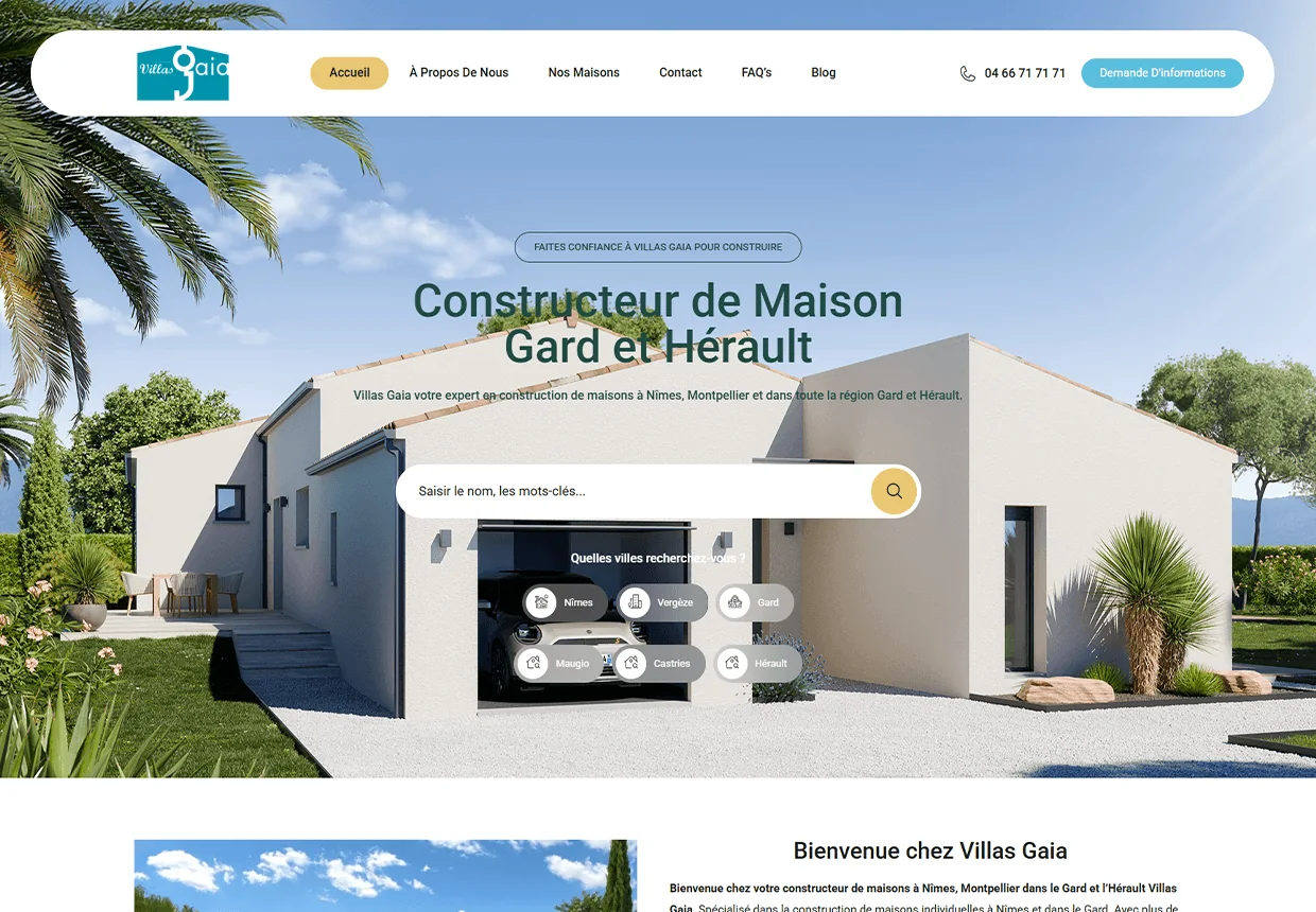 Le site de Villas Gaia, constructeur de maisons dans le Gard